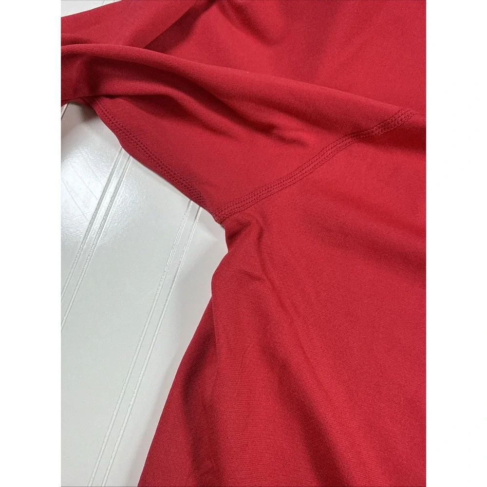Fabletics‎ Shirt Men XXL Red Solid Long Sleeve Casual Crew Neck Workout Gym